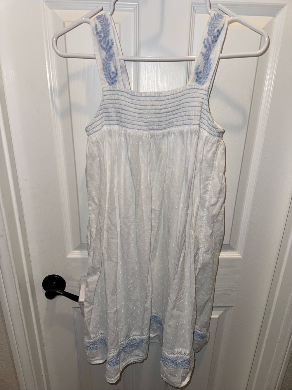 The prairie 100% cotton embroidered dress with Sky Blue Stitching - The Prairie